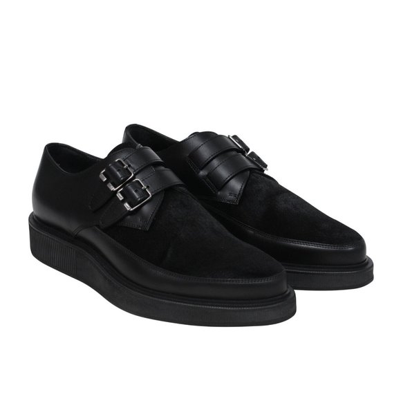 Lanvin Mens Chunky Creeper Derbys 10 L8 Black Leather Pony Hair Dress Monk Strap main image 6